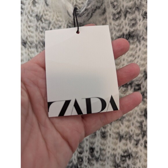 Zara Cream and Black Sleeveless Alpaca Wool Blend Sweater M - Picture 6 of 13